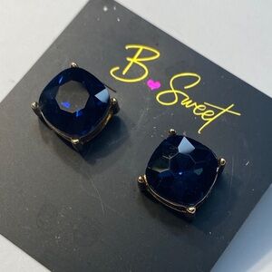 Navy Blue pierced Earrings in original card